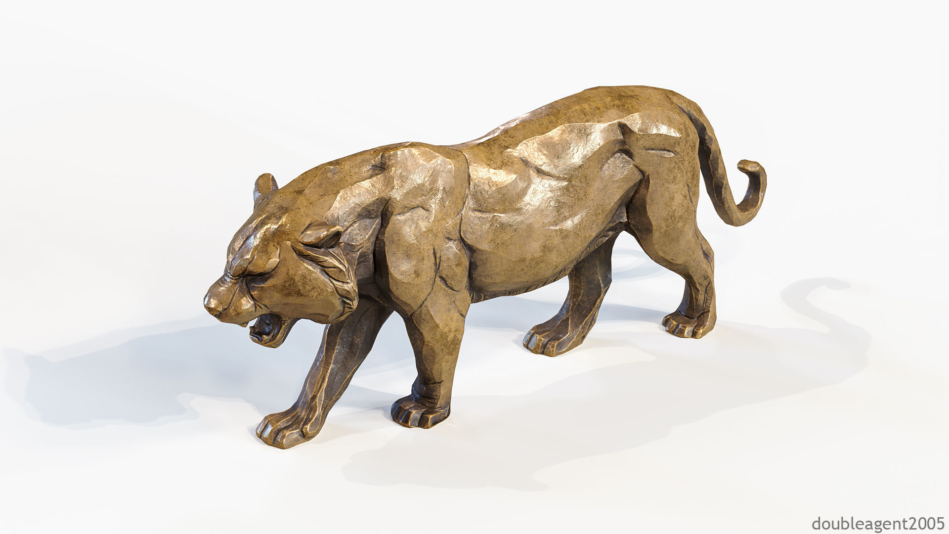 Decorative Tiger statuette PBR Low-poly 3D model_36