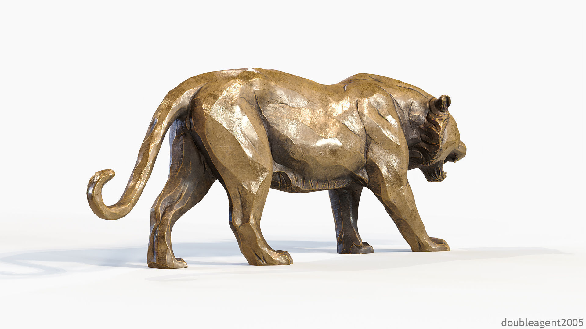 Decorative Tiger statuette PBR Low-poly 3D model_29