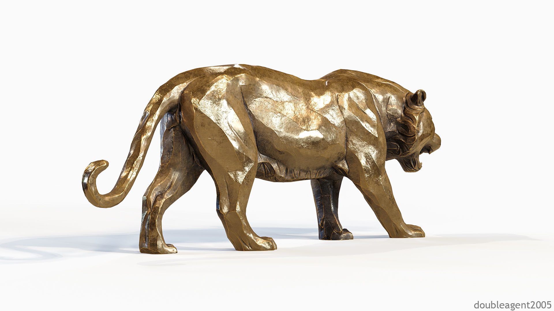 Decorative Tiger statuette PBR Low-poly 3D model_30