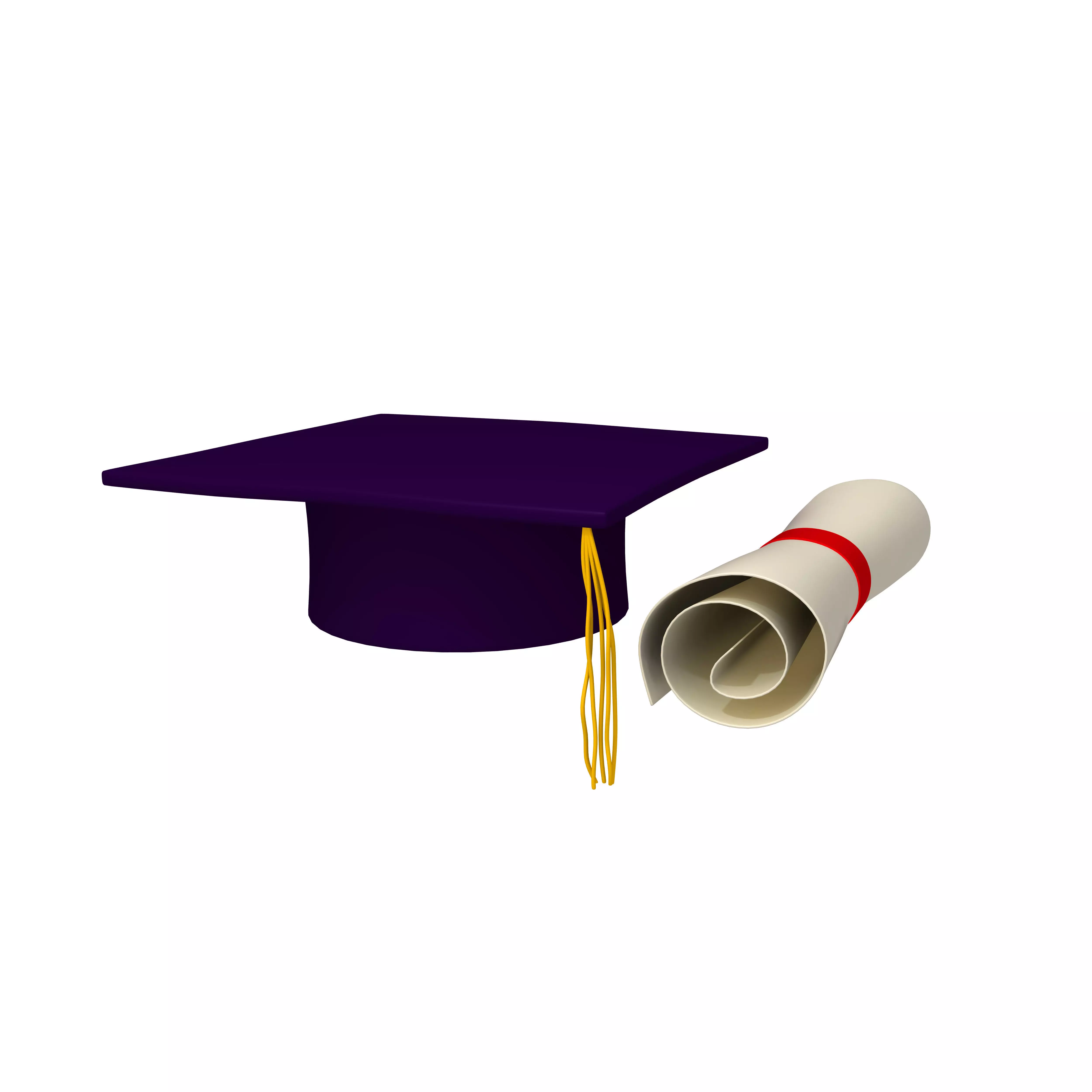 Graduation Cap and Diploma 3D model