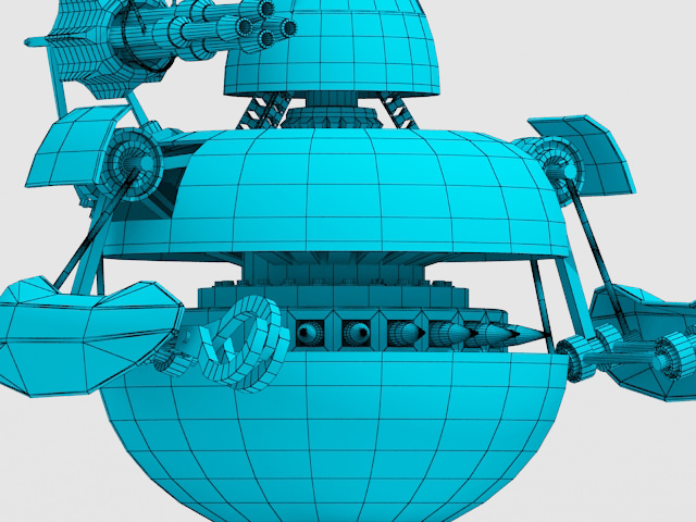 Robot on wheels with gun 3D model_9