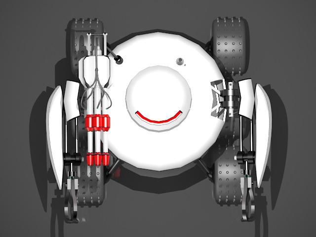 Robot on wheels with gun 3D model_3