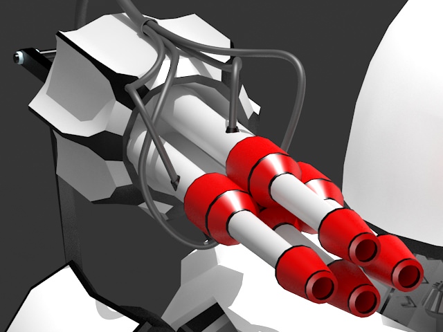 Robot on wheels with gun 3D model_7