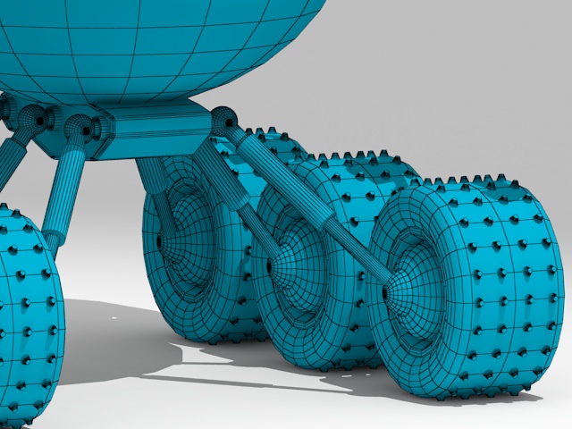 Robot on wheels with gun 3D model_10