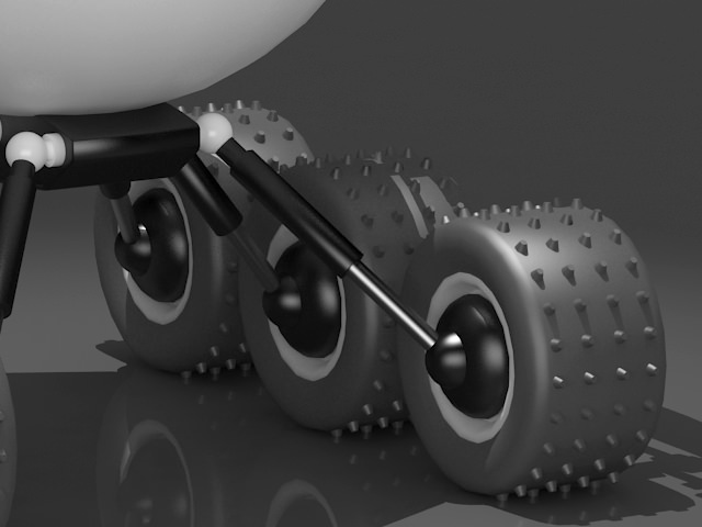 Robot on wheels with gun 3D model_4