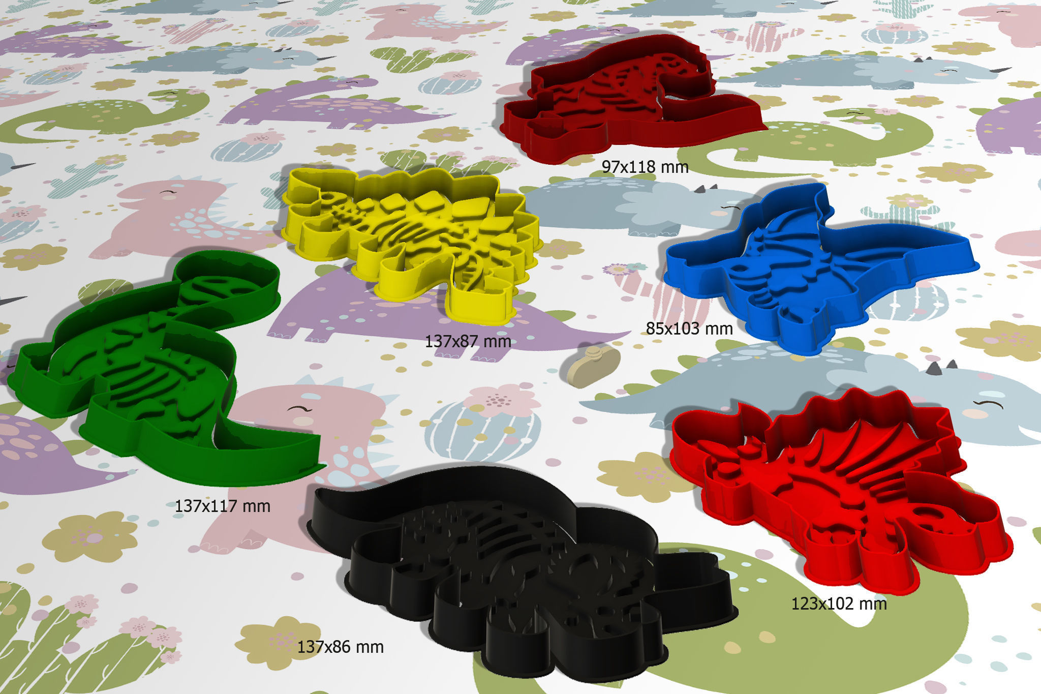Cookie cutters Dinosaurs 3D print model_6