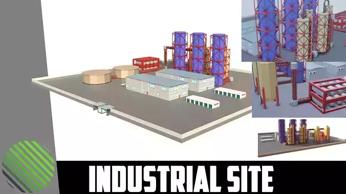 industrial site low poly 