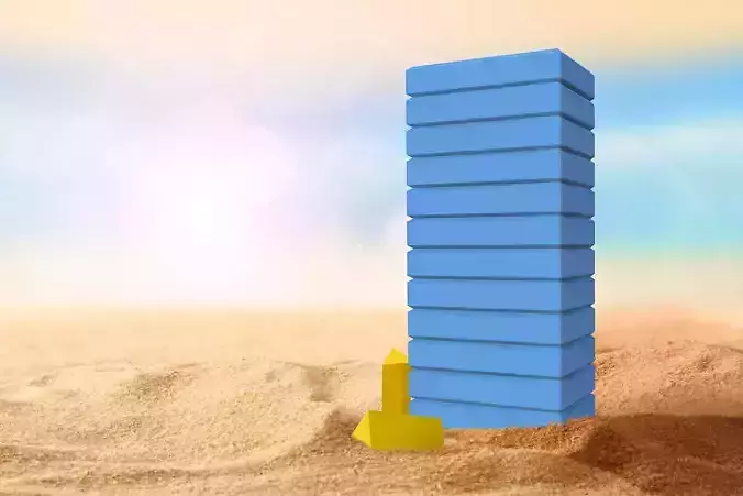Stack-Puzzle tower with triangles on top