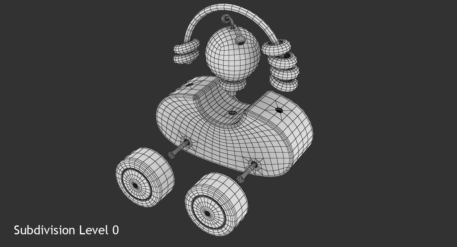 Wooden Car Low-poly 3D model_13