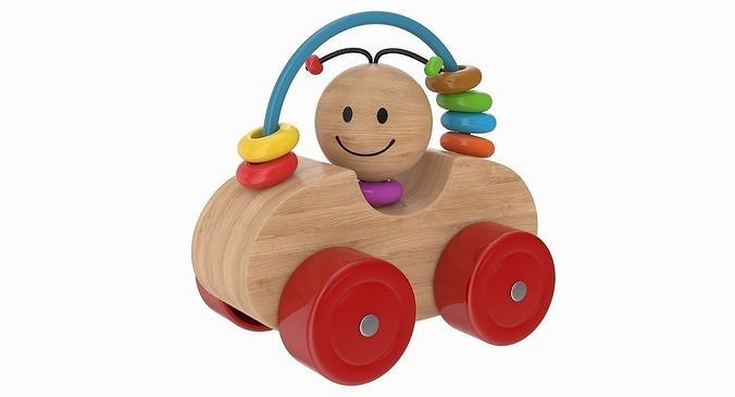 Wooden Car Low-poly 3D model