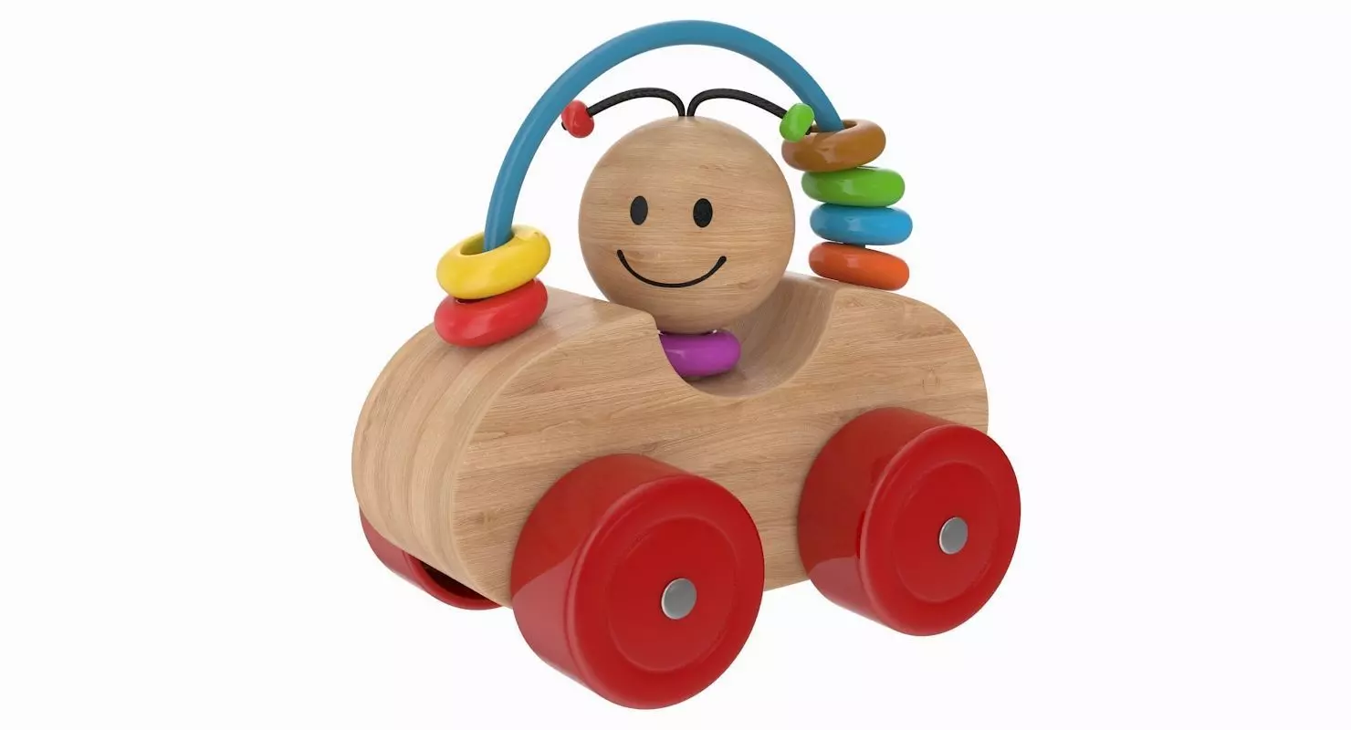 Wooden Car Low-poly 3D model_0