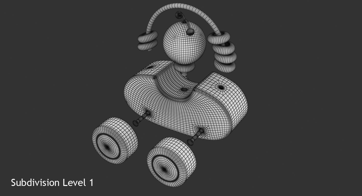 Wooden Car Low-poly 3D model_14