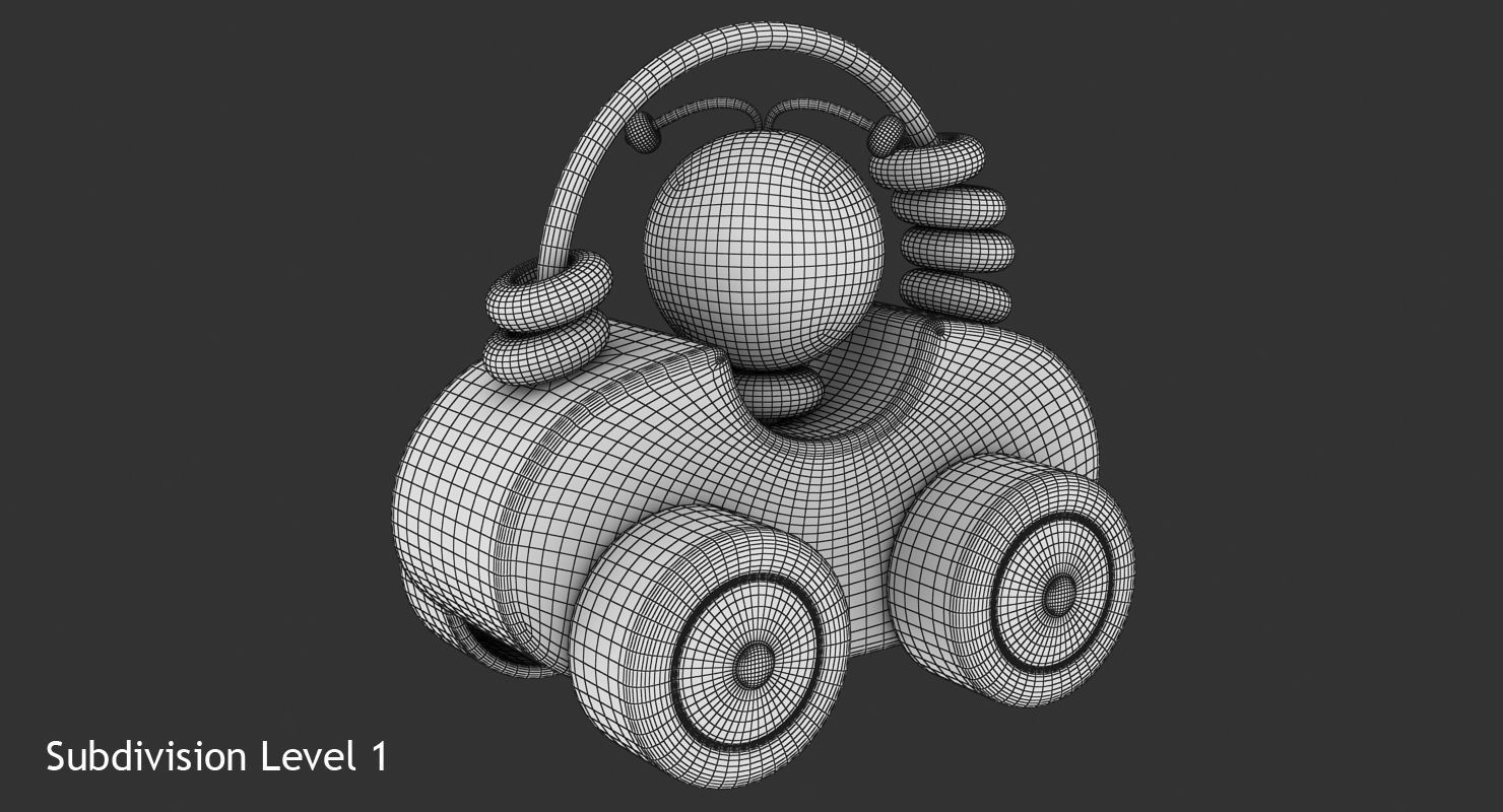 Wooden Car Low-poly 3D model_10