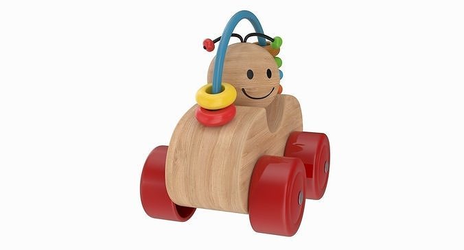 Wooden Car Low-poly 3D model 5