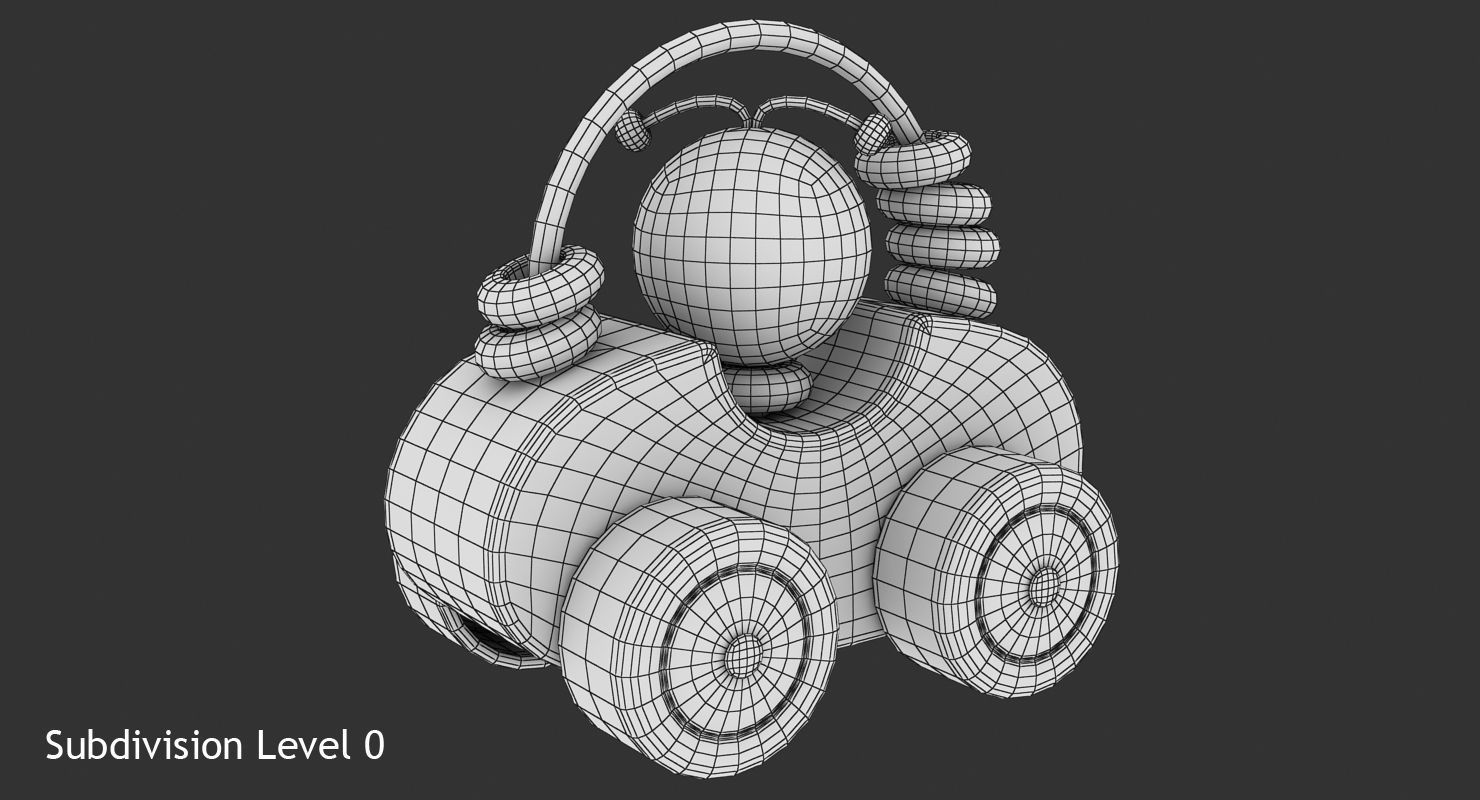 Wooden Car Low-poly 3D model_9