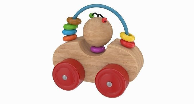 Wooden Car Low-poly 3D model 4