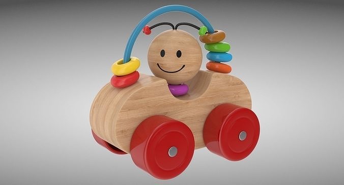 Wooden Car Low-poly 3D model 3