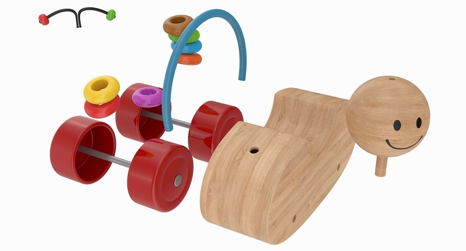 Wooden Car Low-poly 3D model_8