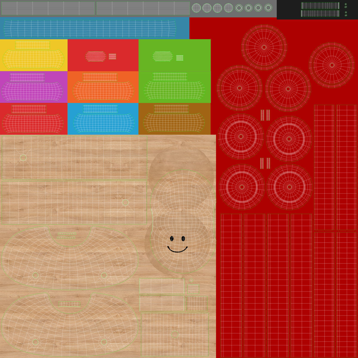 Wooden Car Low-poly 3D model_15