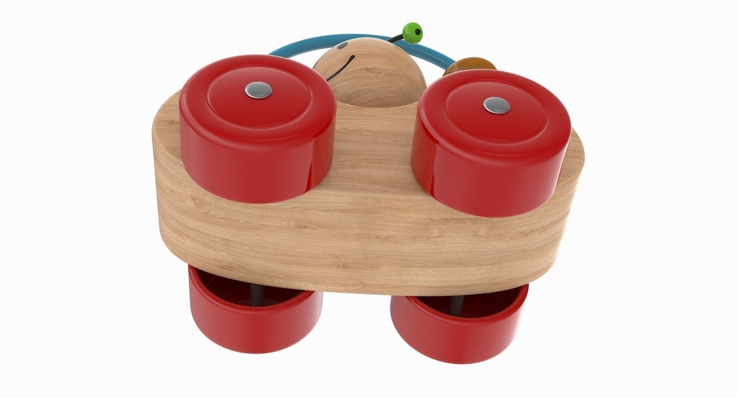 Wooden Car Low-poly 3D model_7