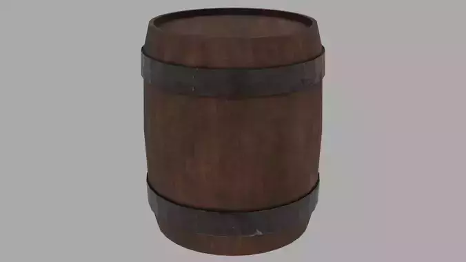 Low Poly Wooden Barrel Game Ready PBR