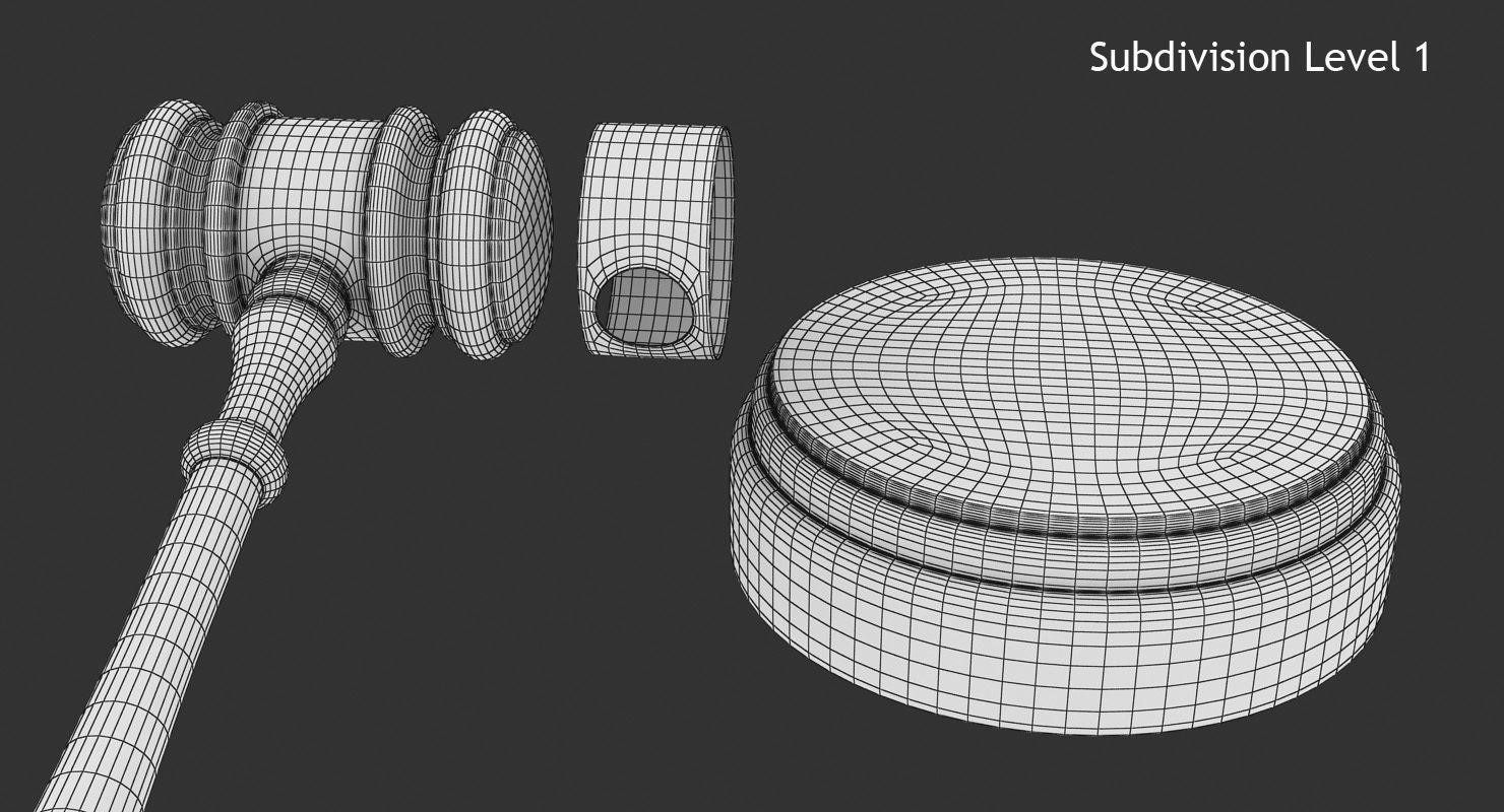 Gavel Low-poly 3D model_14