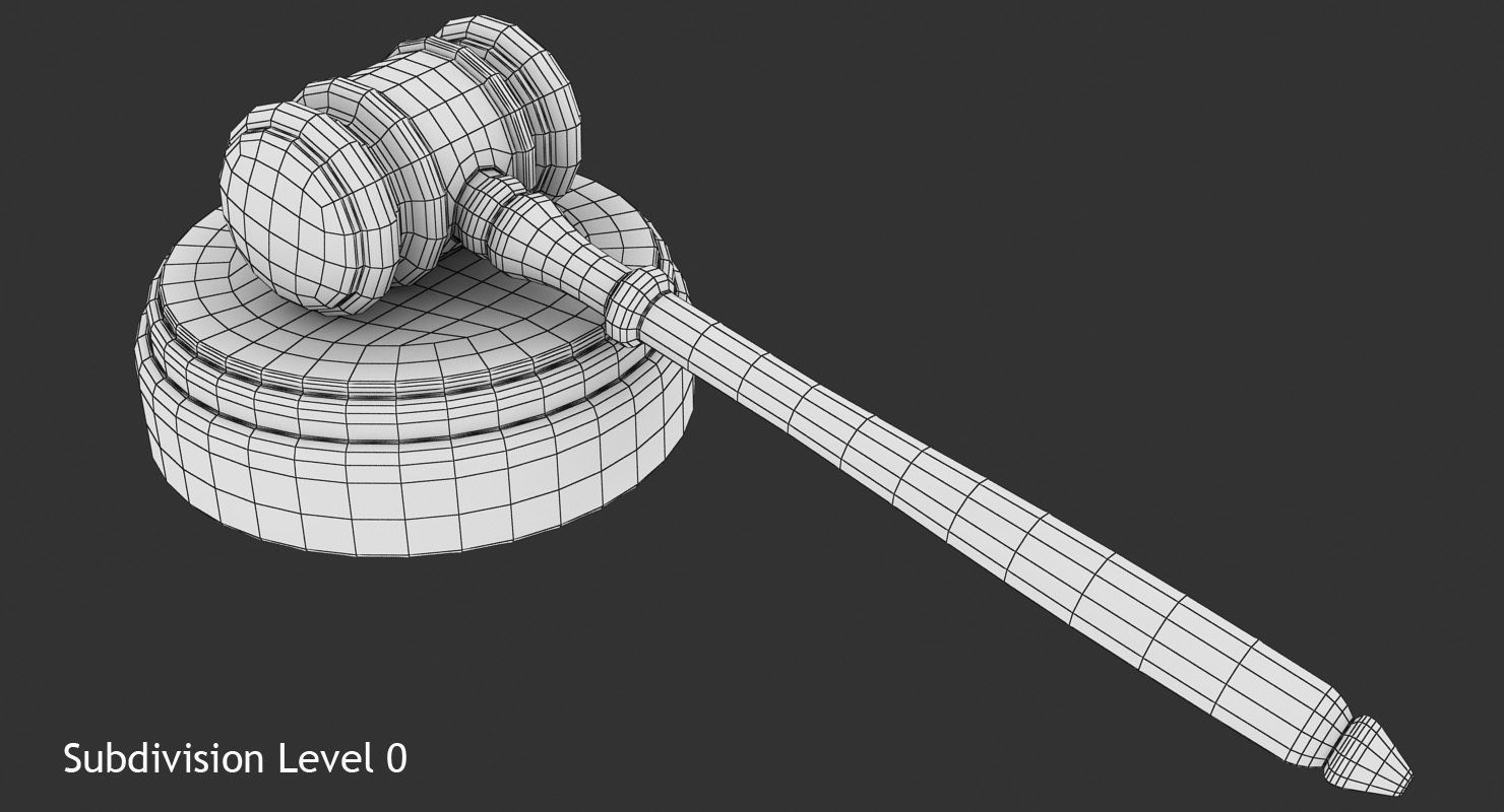 Gavel Low-poly 3D model_9