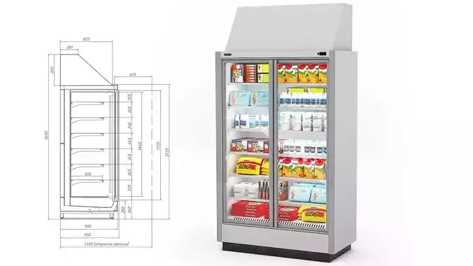 Refrigerator with Food 3D model