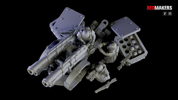 Quattro Cannon - Artillery of the Imperial Force 3D print model 5
