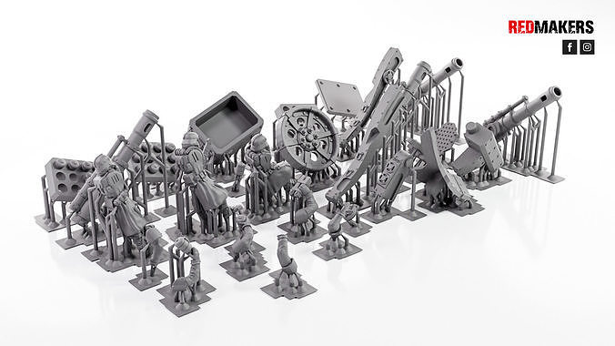 Quattro Cannon - Artillery of the Imperial Force 3D print model 7