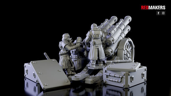Quattro Cannon - Artillery of the Imperial Force 3D print model 2