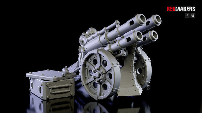 Quattro Cannon - Artillery of the Imperial Force 3D print model 4