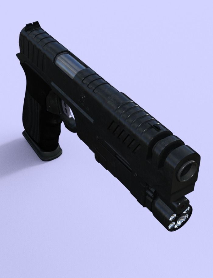 Pistol low-poly Low-poly 3D model_2