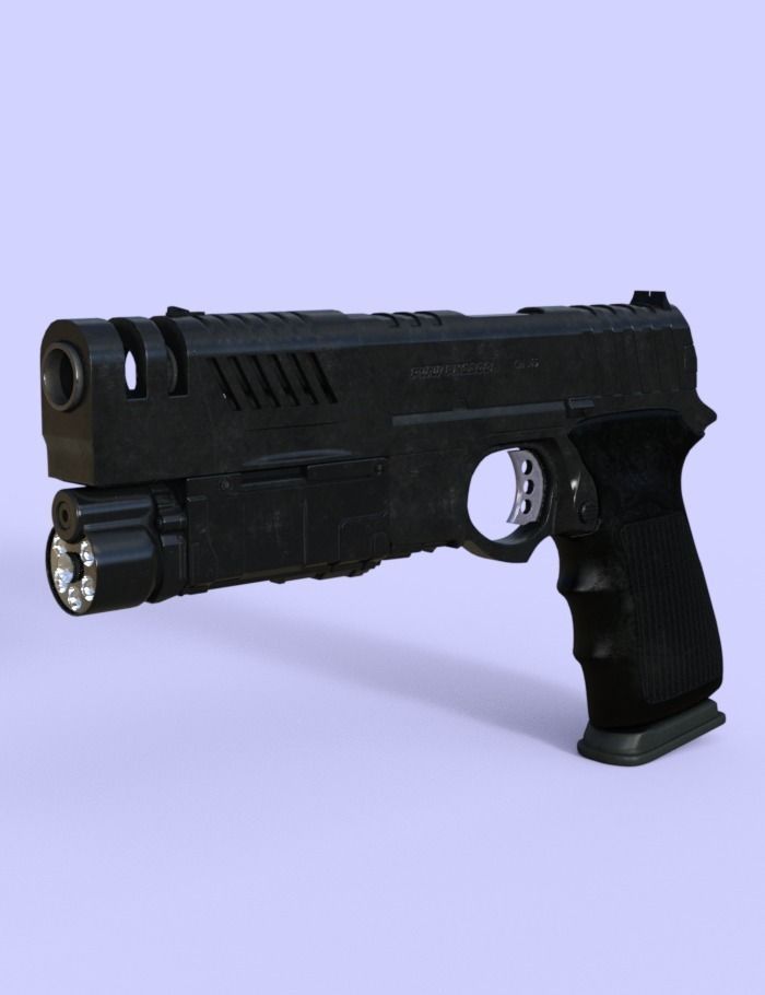 Pistol low-poly Low-poly 3D model_0