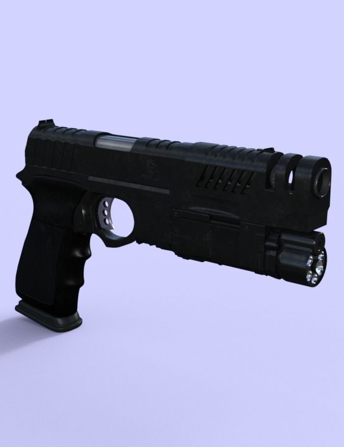 Pistol low-poly Low-poly 3D model_1