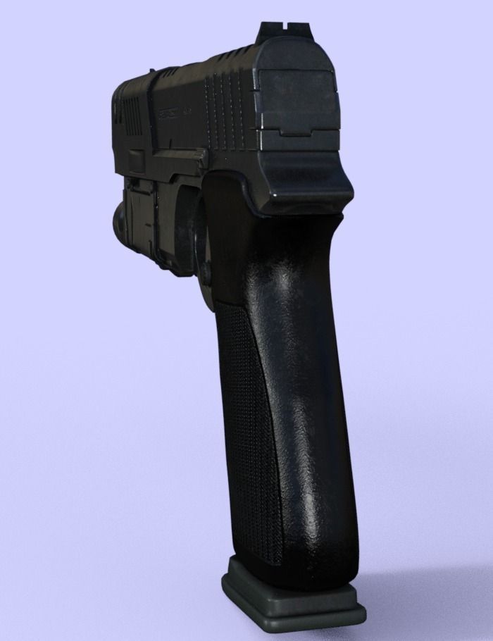 Pistol low-poly Low-poly 3D model_4