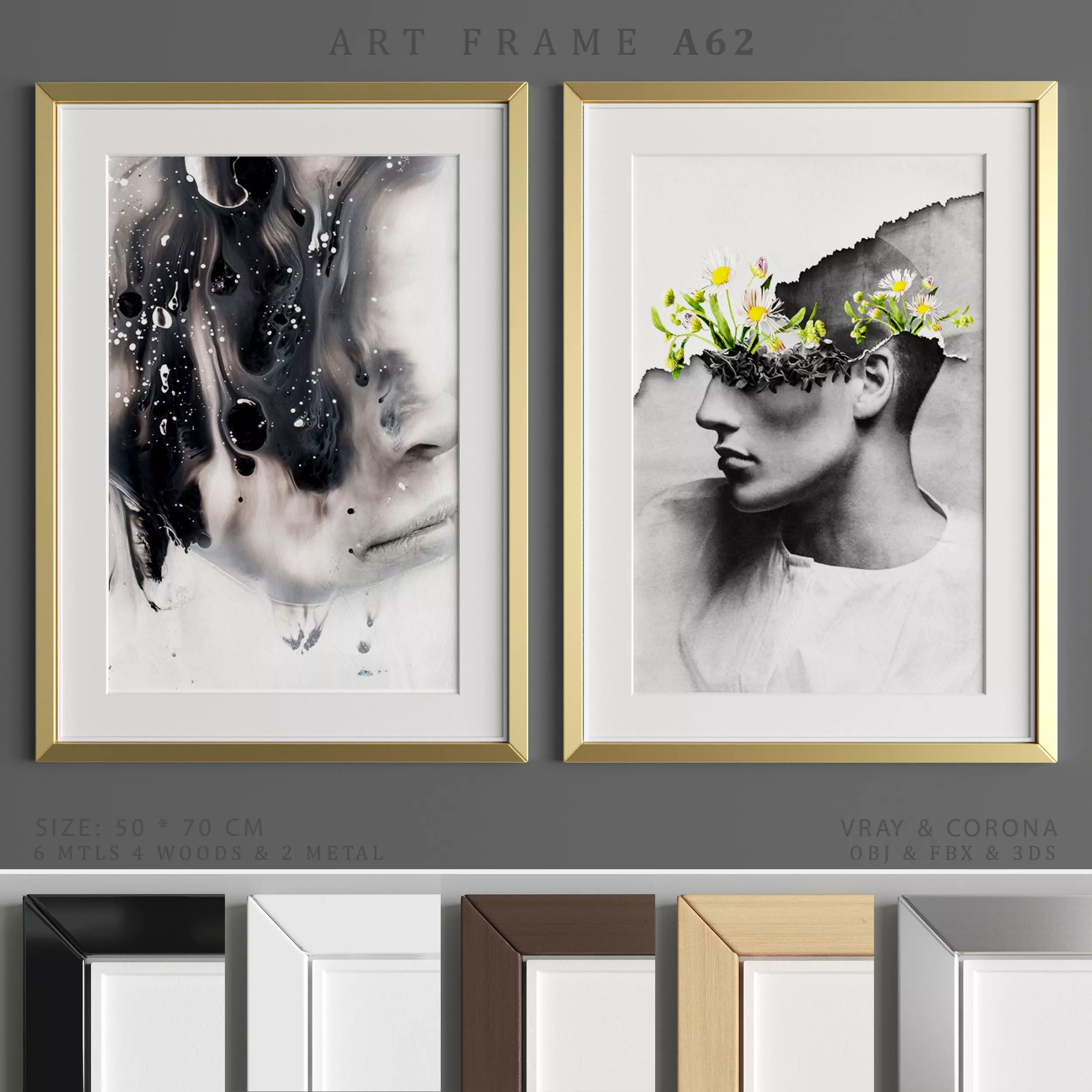Art Frame A62 Low-poly 3D model_0