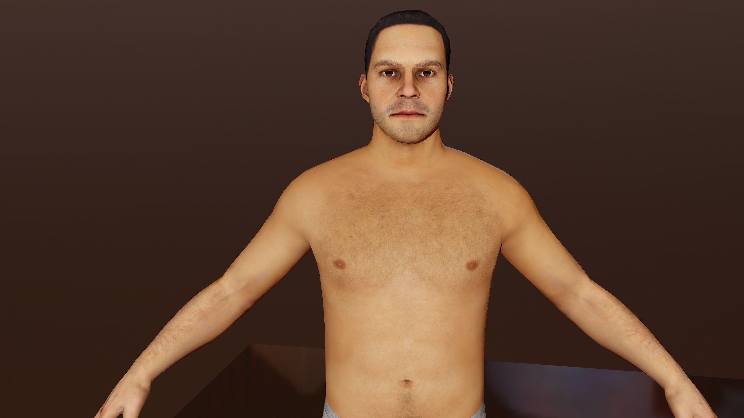 Male Basemesh 1 Low-poly 3D model_8