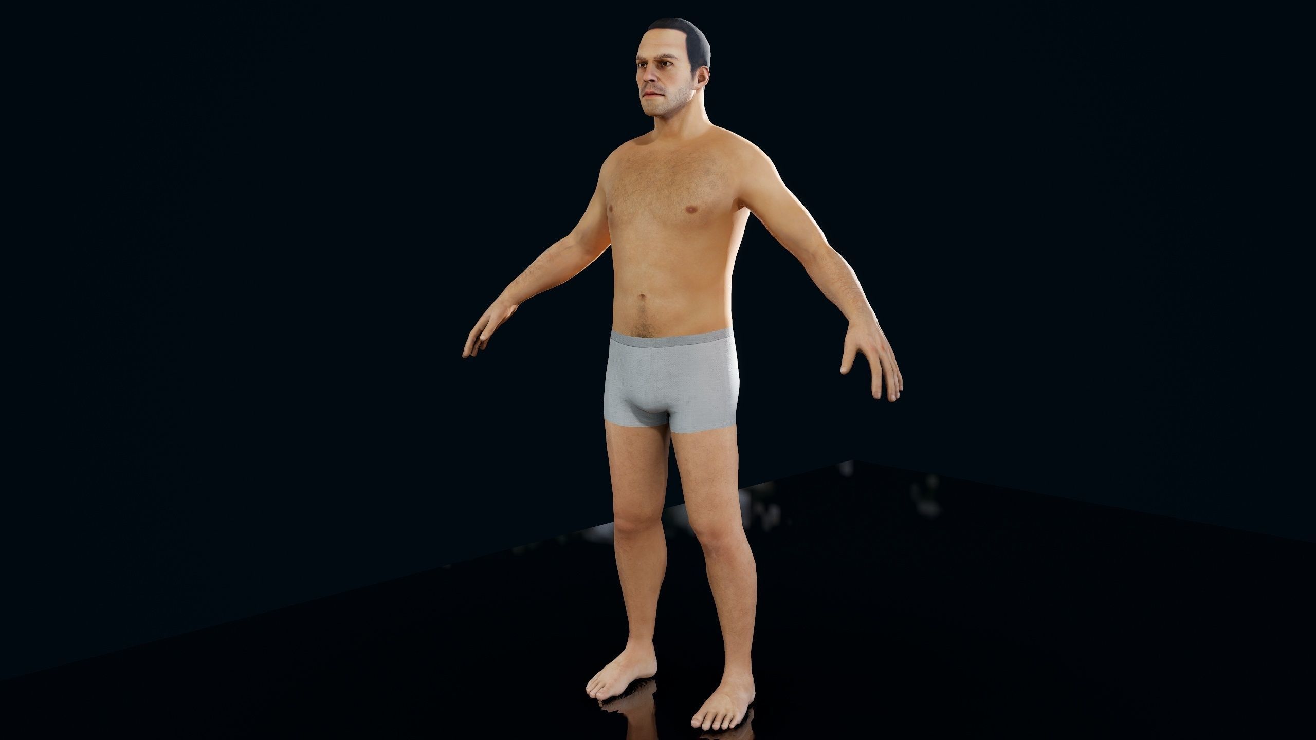 Male Basemesh 1 Low-poly 3D model_9