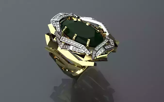 Ring Oval abstract - Jewelry 3D - AN-213