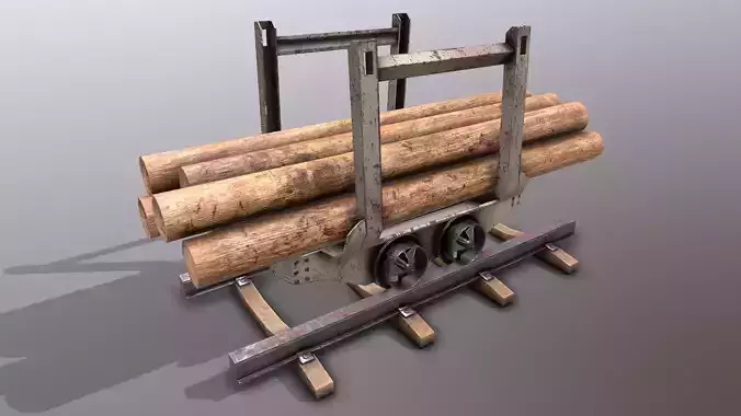 Rail wagon and wood logs