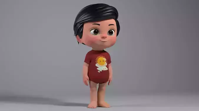 Cartoon Boy Rigged 3D Model