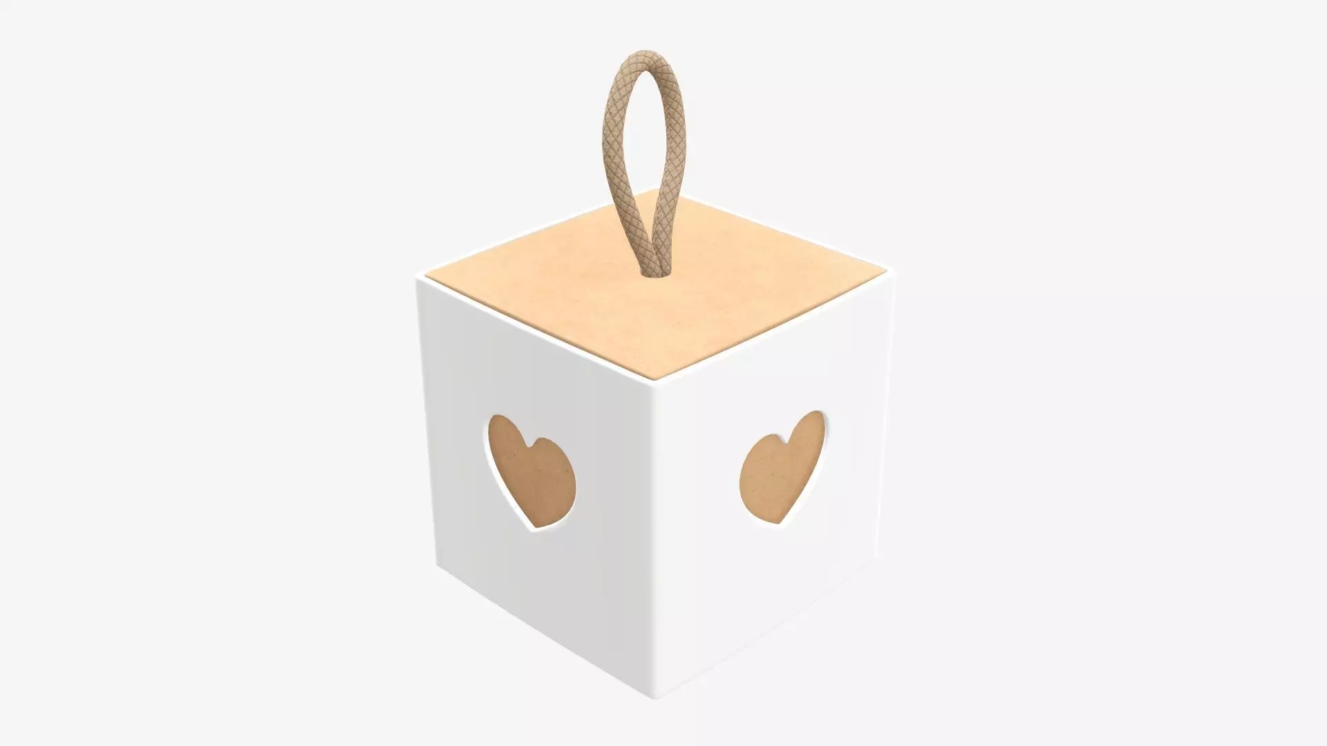 Cube cardboard gift packaging with lace 01 3D model_0