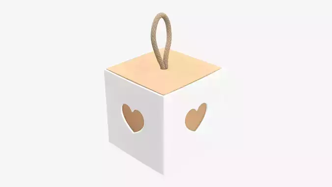 Cube cardboard gift packaging with lace 01