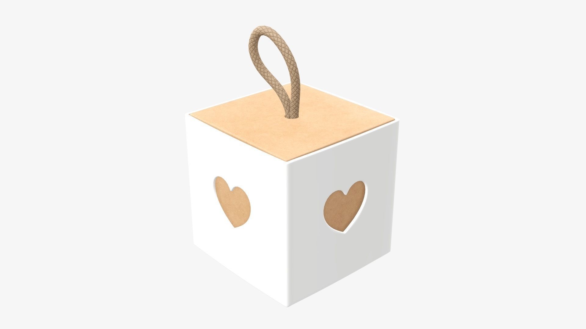 Cube cardboard gift packaging with lace 01 3D model_1