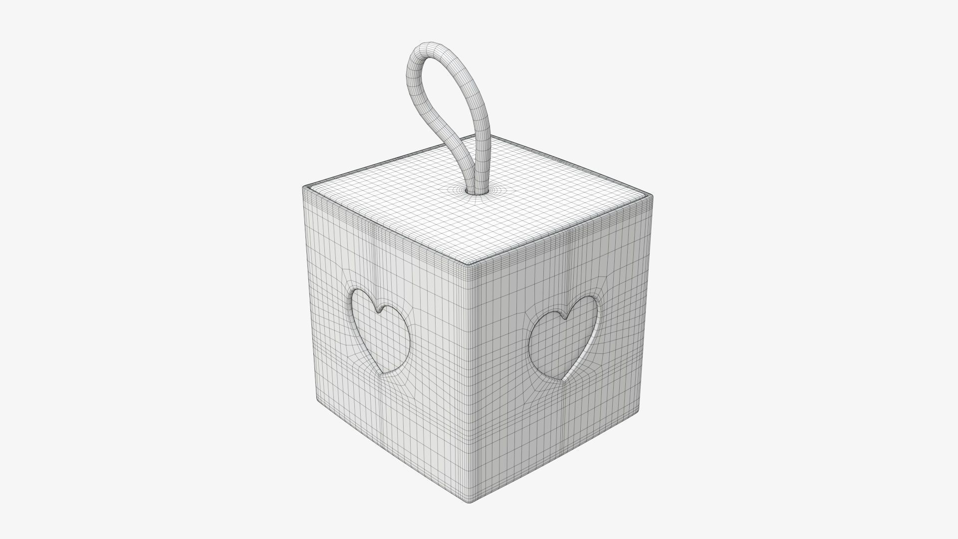 Cube cardboard gift packaging with lace 01 3D model_6