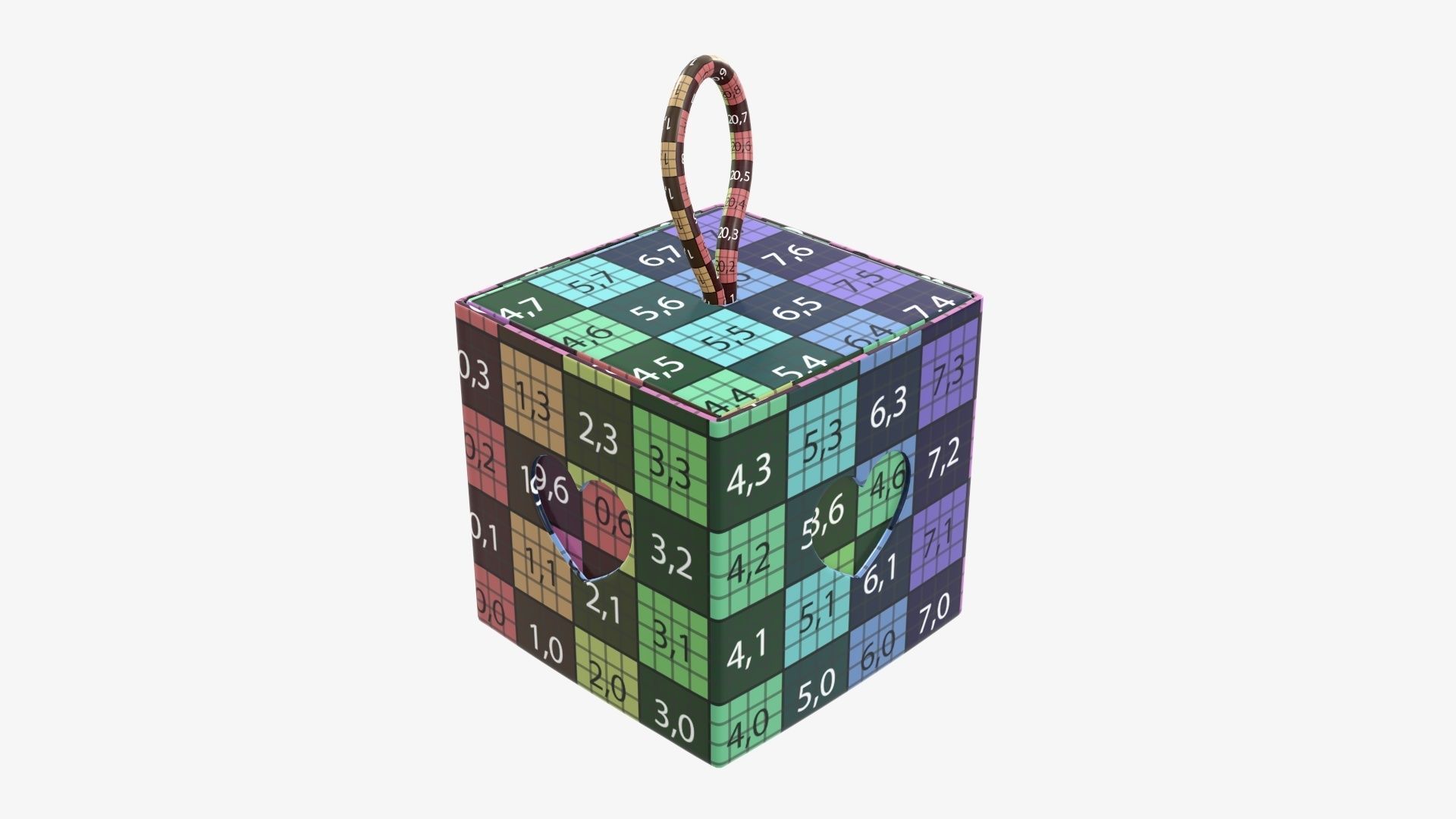 Cube cardboard gift packaging with lace 01 3D model_9