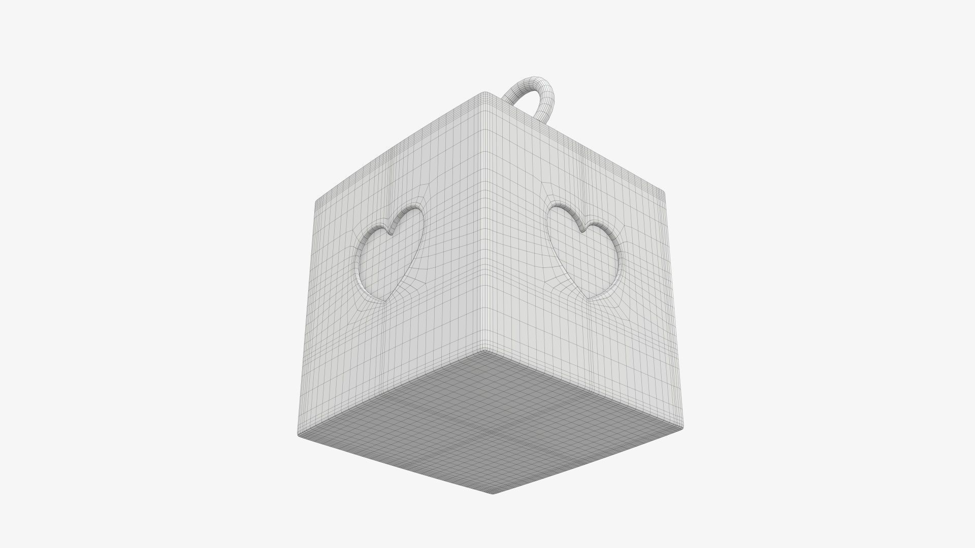 Cube cardboard gift packaging with lace 01 3D model_8