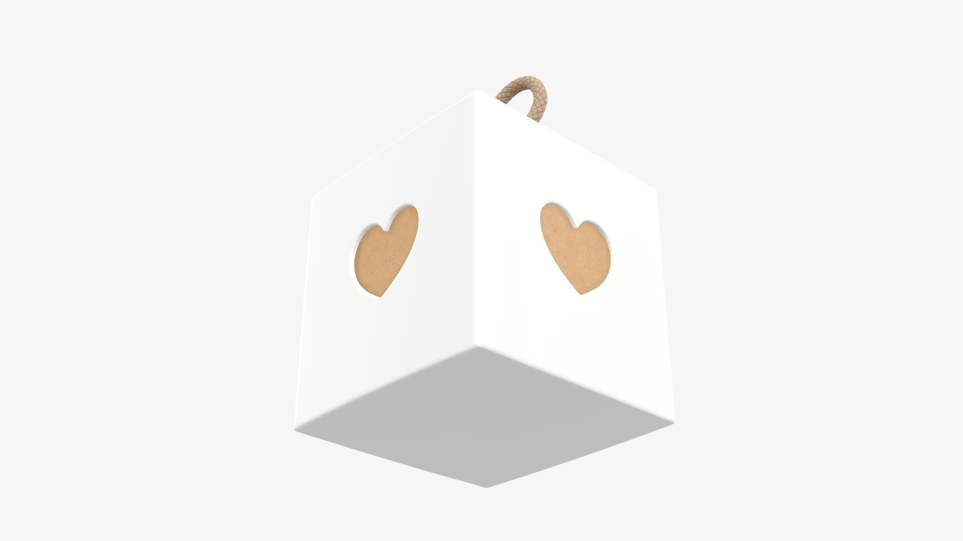 Cube cardboard gift packaging with lace 01 3D model_3