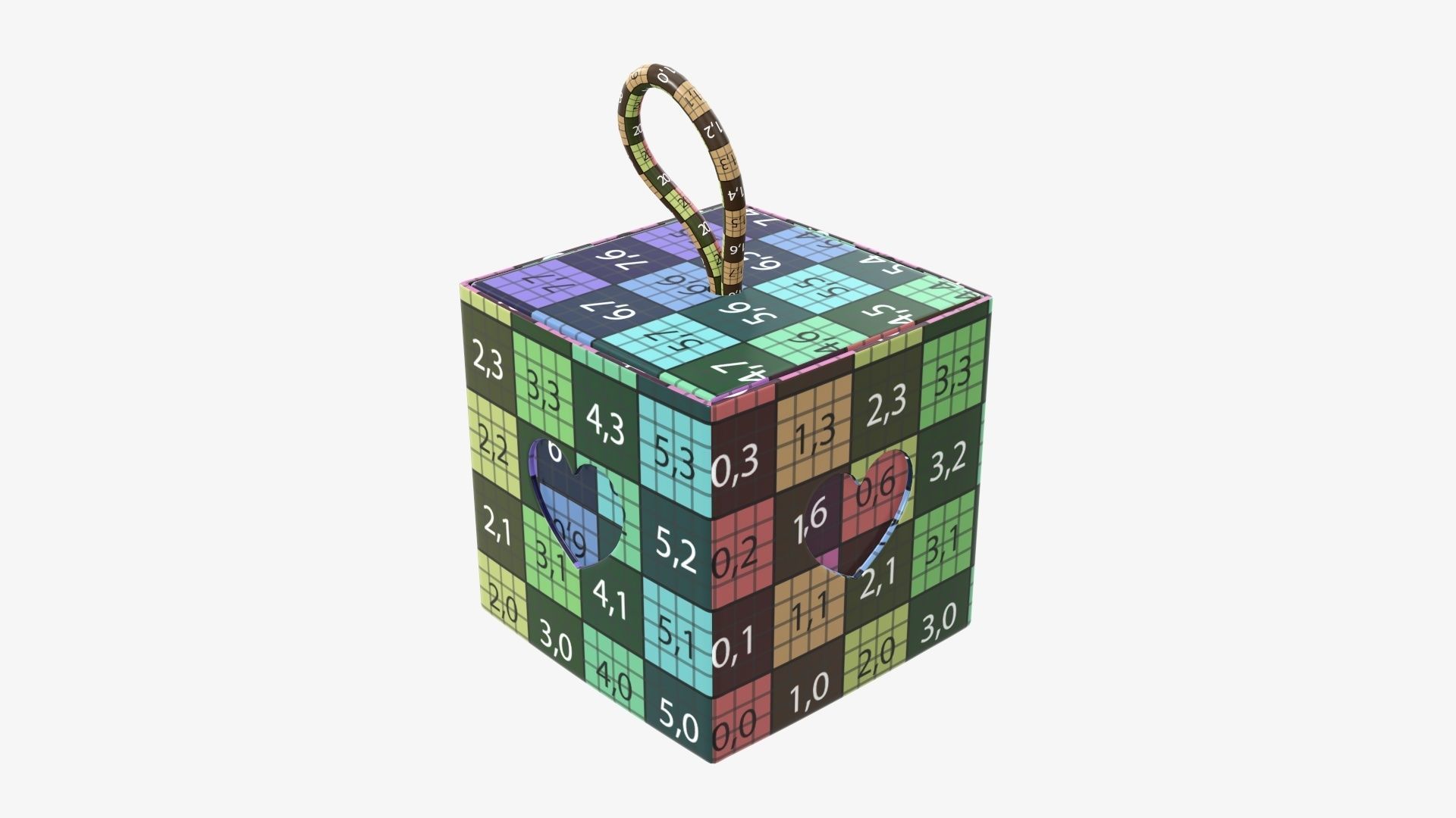 Cube cardboard gift packaging with lace 01 3D model_10